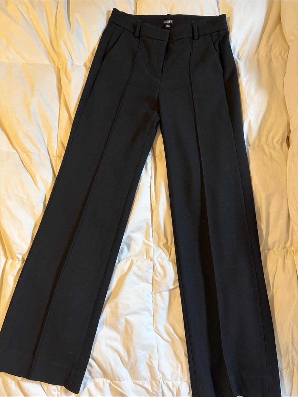 J. Crew Black Wide-Leg Pleated Trousers